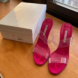 Manolo Blahnik Clear PVC Top Suede Sandals